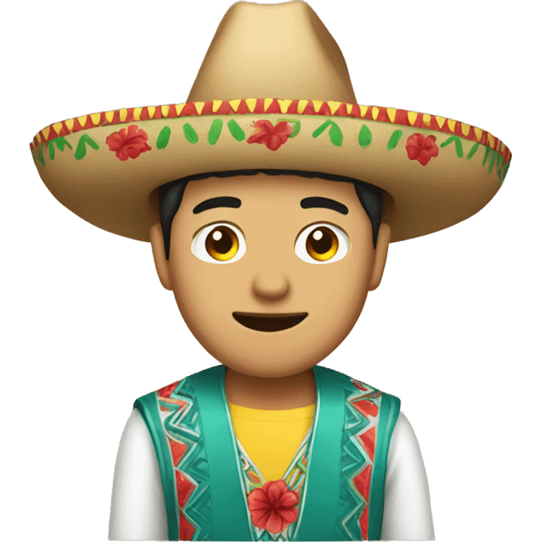 Chinese guy dressed like a mexican emoji