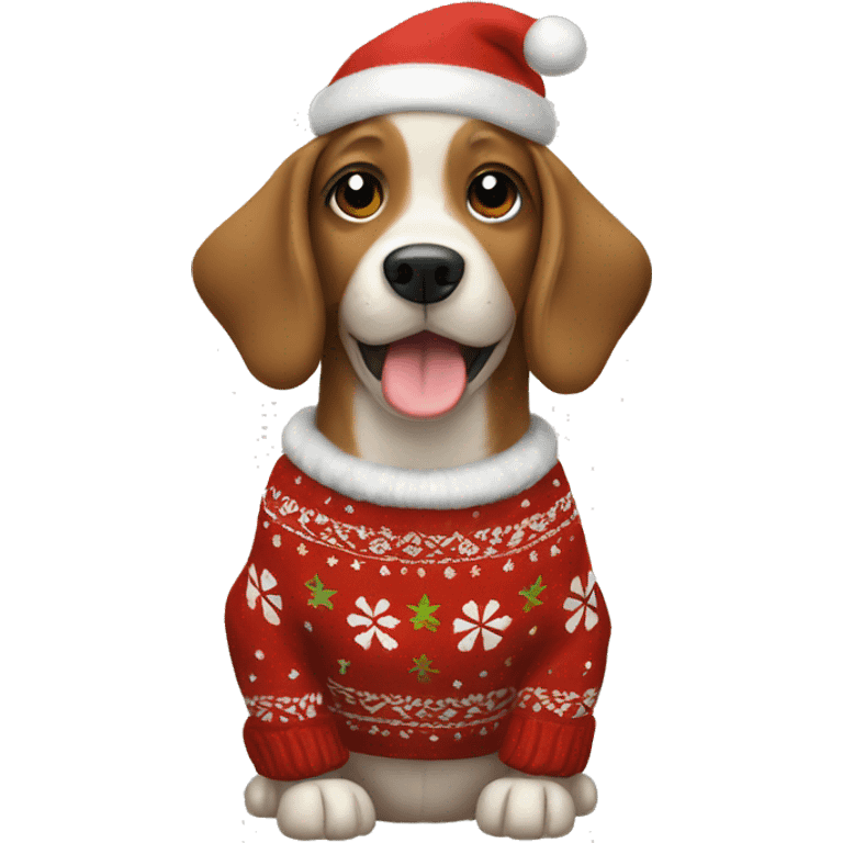 Dog wearing Christmas sweater emoji