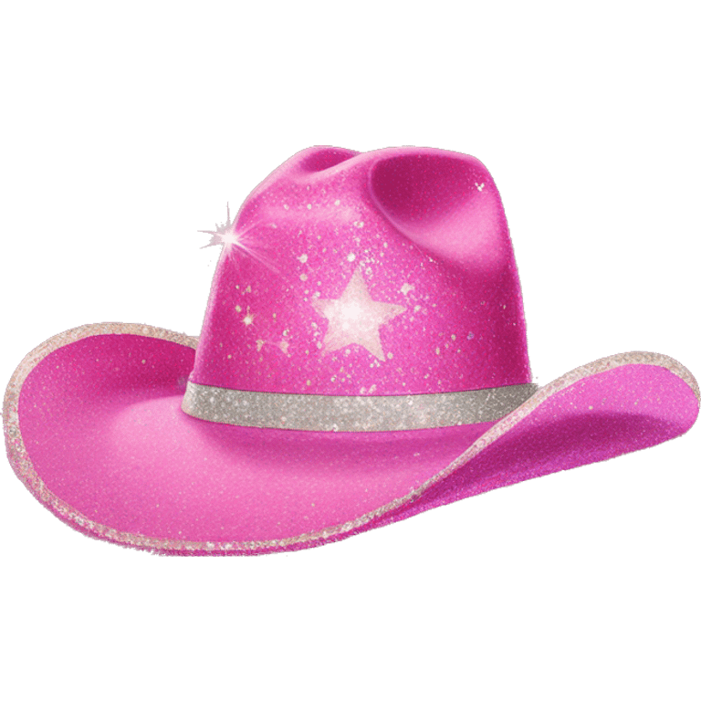 pink glittery cowgirl hat whit sherif star emoji