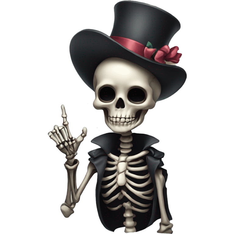 Cute skeleton women w bow on head w middle finger emoji