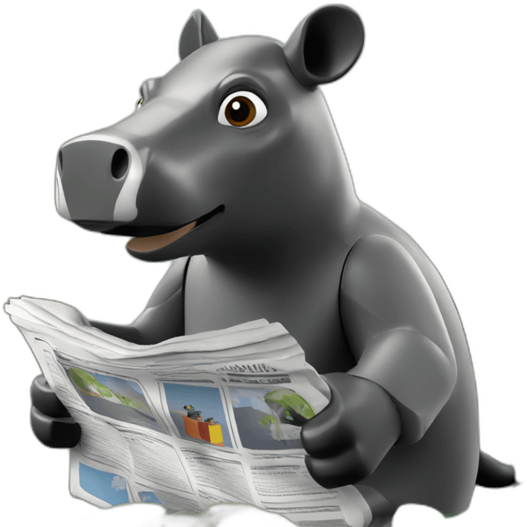 lego malayan tapir reading newspaper emoji