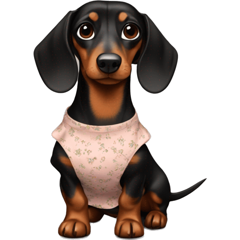 Black and brown dachshund in a dress emoji