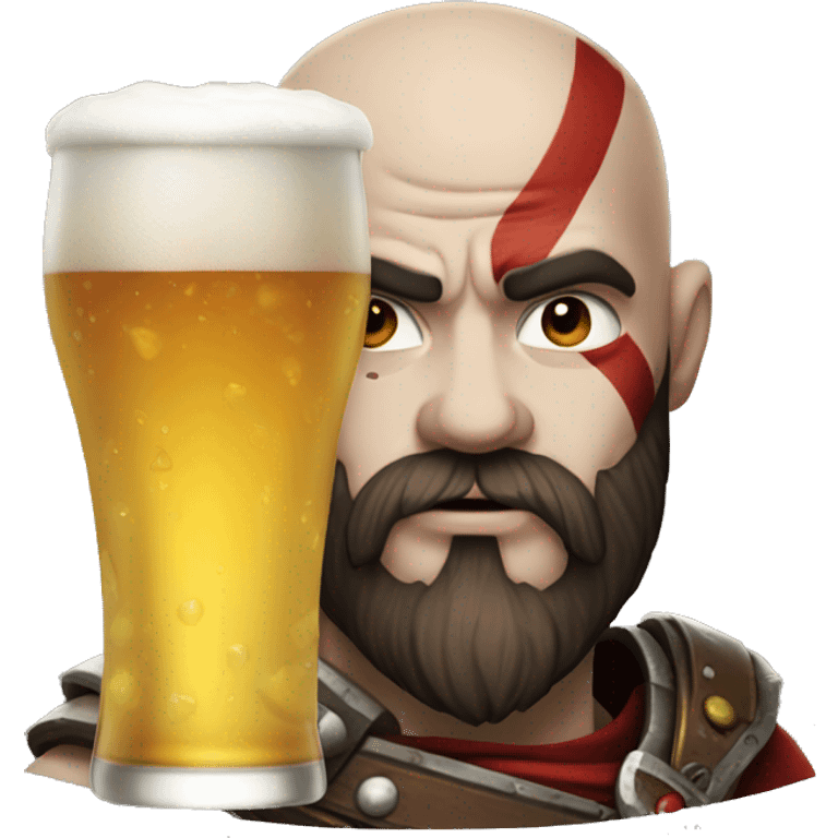 Kratos drinking beer emoji