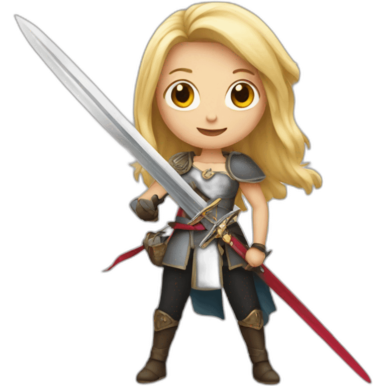 Woman blonde with sword and rabbit emoji