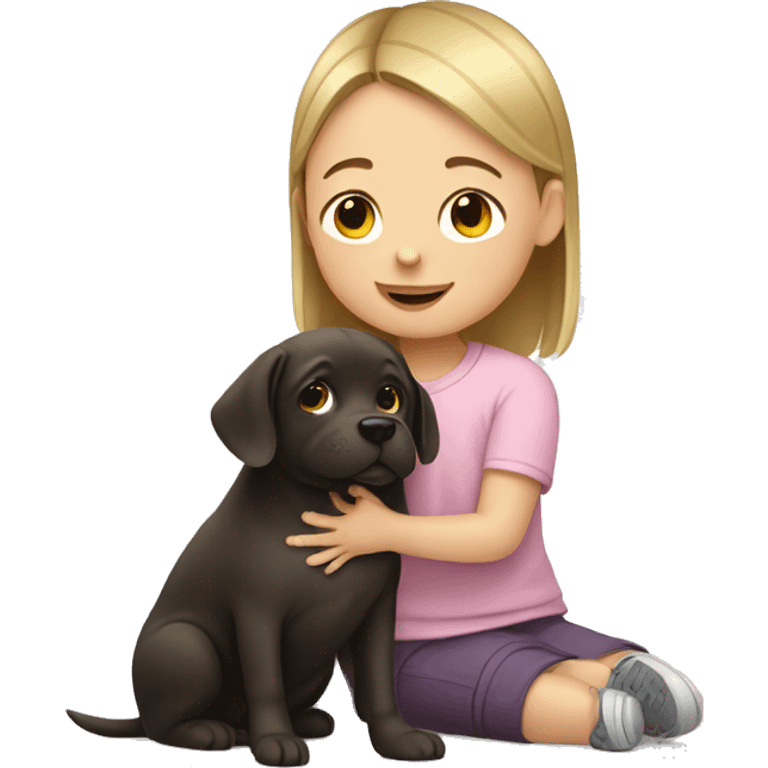 girl with down syndrome petting a dog emoji