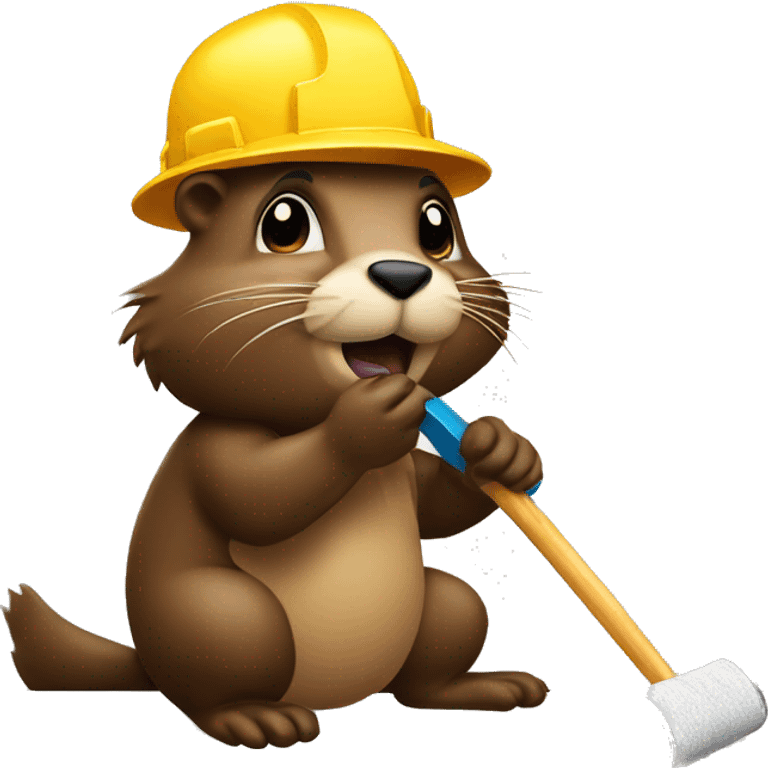 A beaver painting a wall with a paint roller emoji