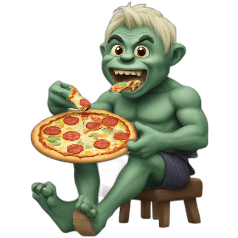 Troll eating pizza emoji