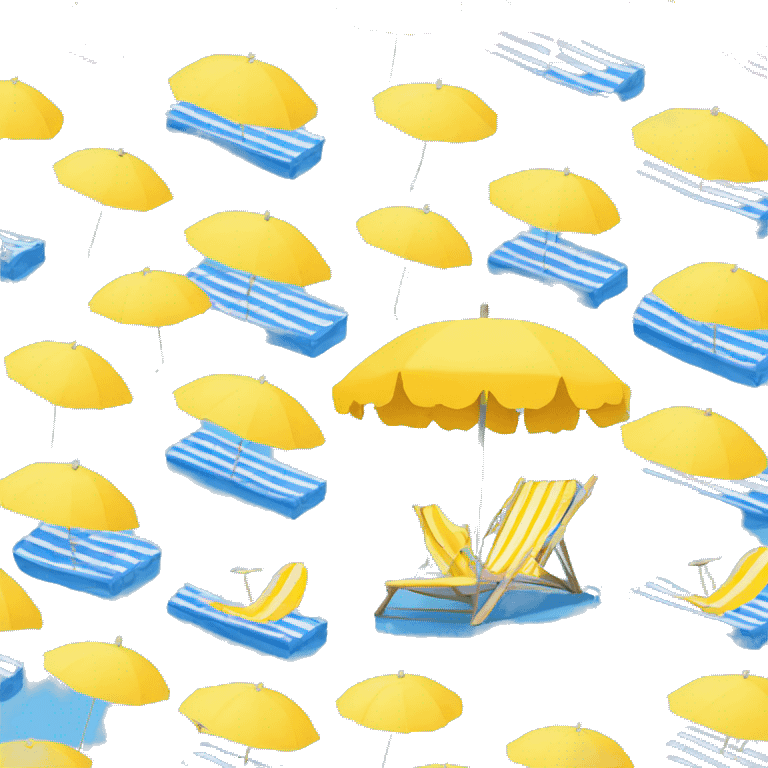 Sblue deckchair and yellow parasol at the beach emoji