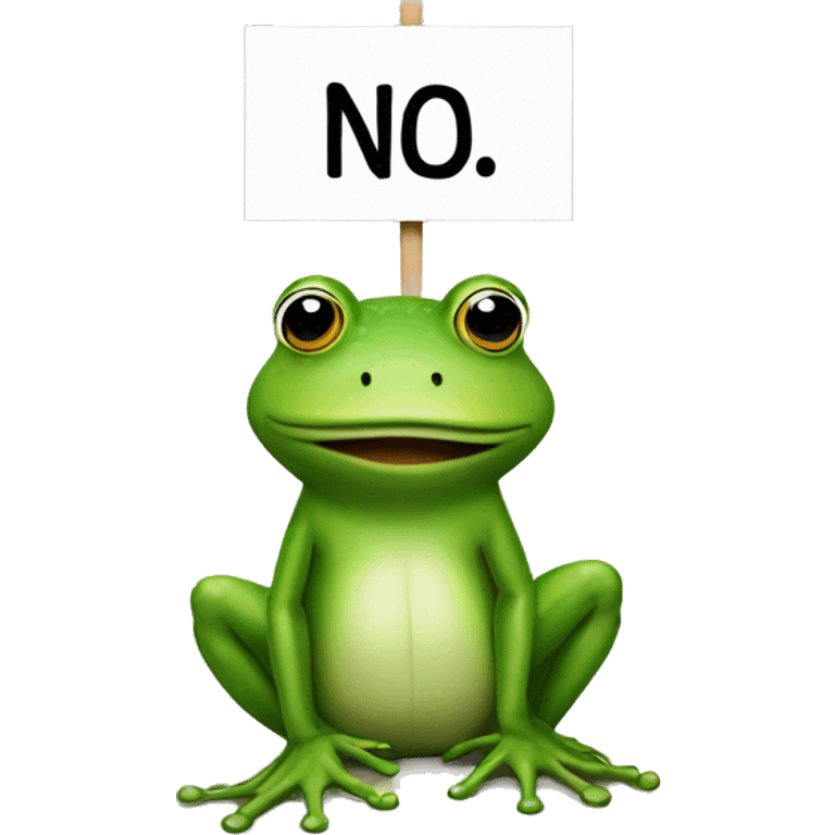 frog holding sign saying no emoji