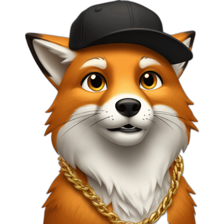 fox wearing a black cap and a gold chain emoji