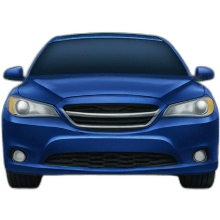 a dark blue sedan surrounded by forest emoji