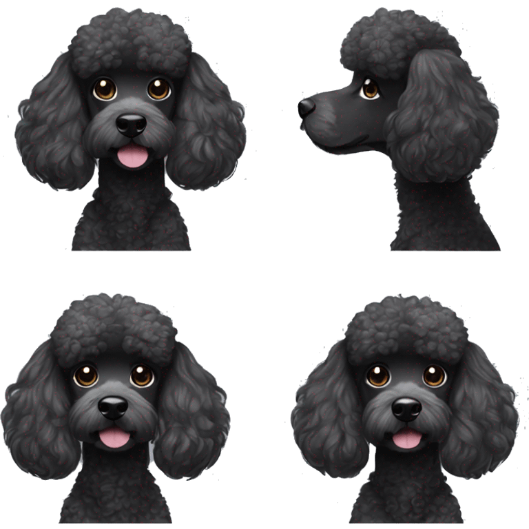 Black Poodle with to mini ponytails on head and with grey beard emoji