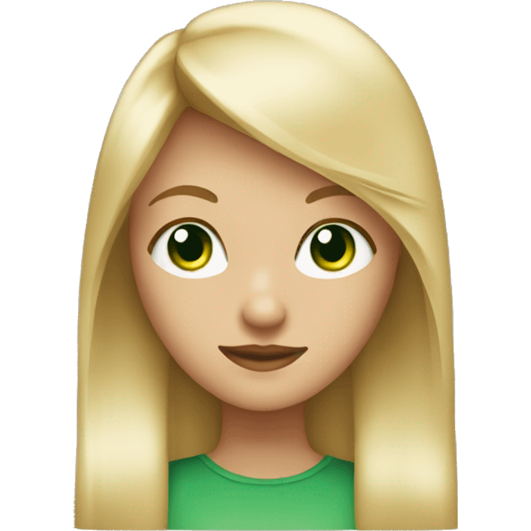 blonde girl, with green eyes, and straight hair with Straight setting emoji