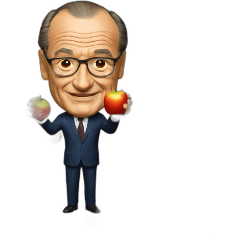 Jacques Chirac holding Apples emoji