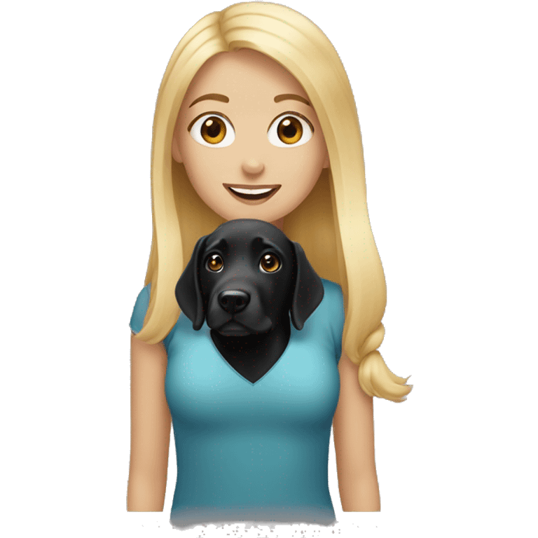 blonde haired girl with black lab emoji