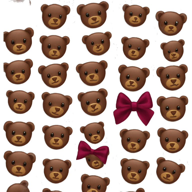 chocolate brown bear with burgundy bow emoji