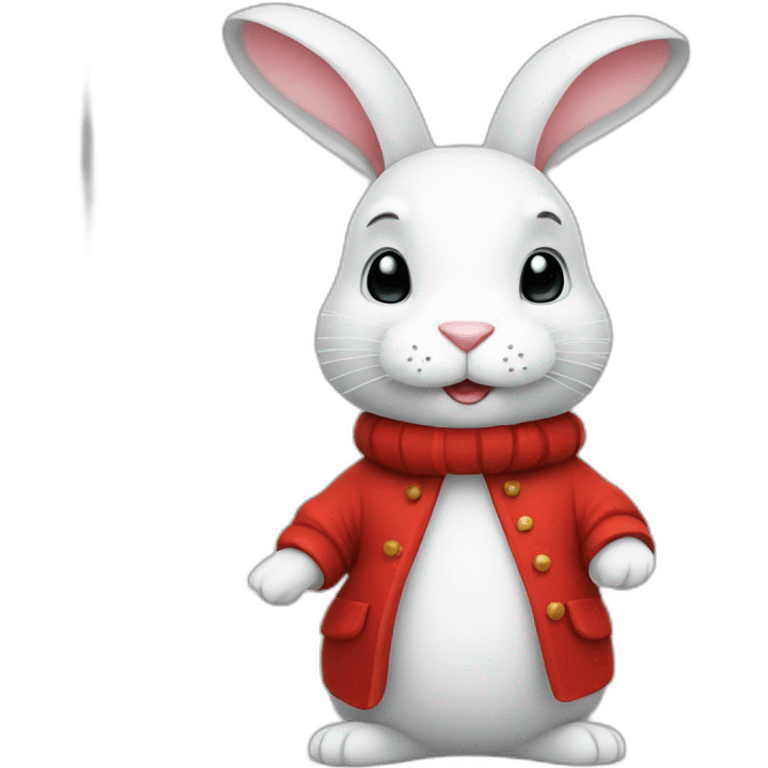 christmas white rabbit in red hat full body emoji