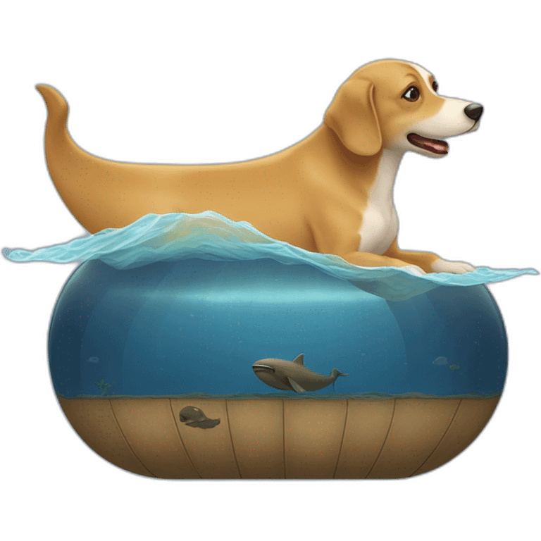 un chien sur une baleine emoji