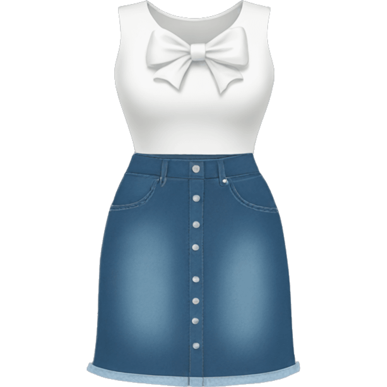 Denim skirt with white bow emoji