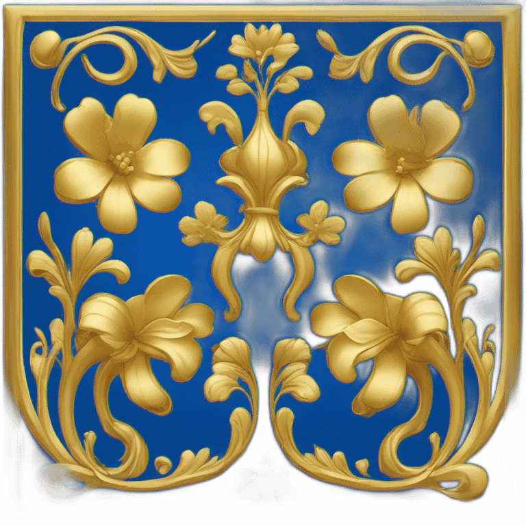 drapeau avec deux rectangles représentent les fleurs de lys d'or sur fond bleu et un dauphin dans les deux autres rectangles au fond doré. emoji