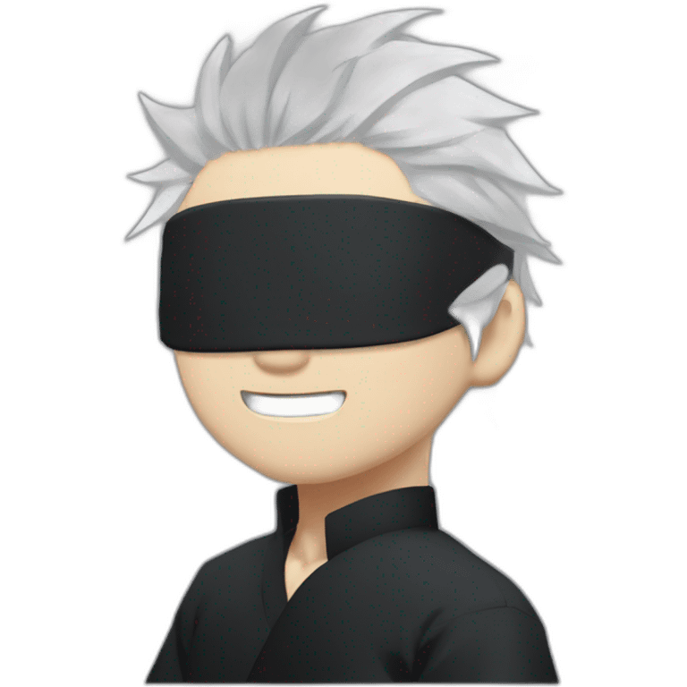 gojo satoru with white hair and black blindfold in jujutsu kaisen emoji