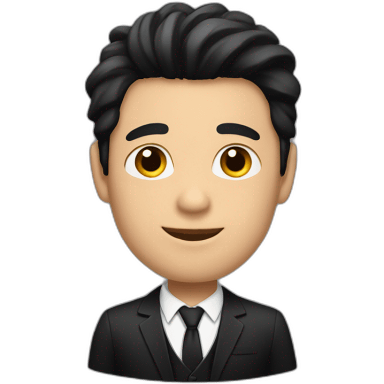 Nice guy with black hair and a black suit emoji