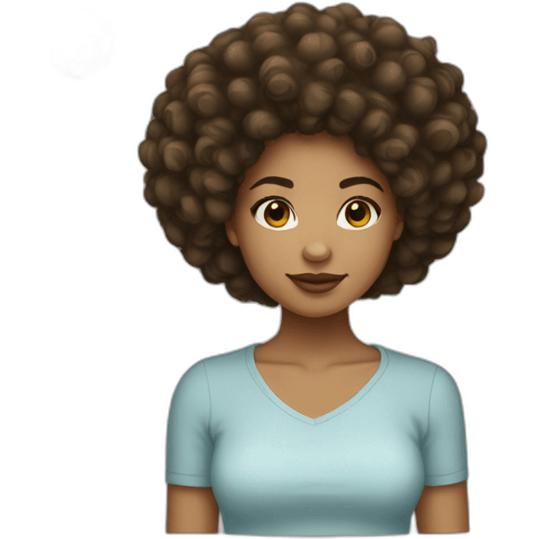 light skin girl afro brown hair emoji