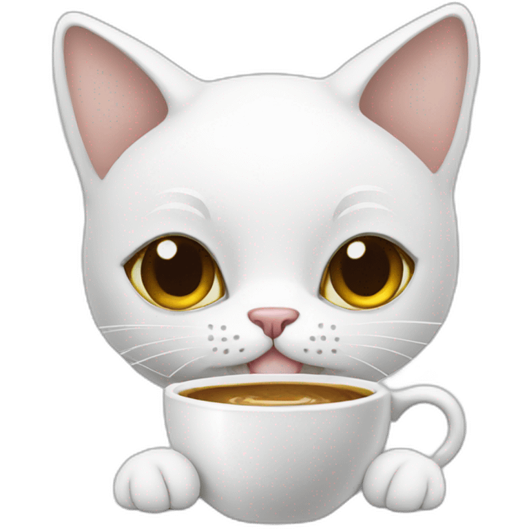 white-cat-drinking-coffee emoji