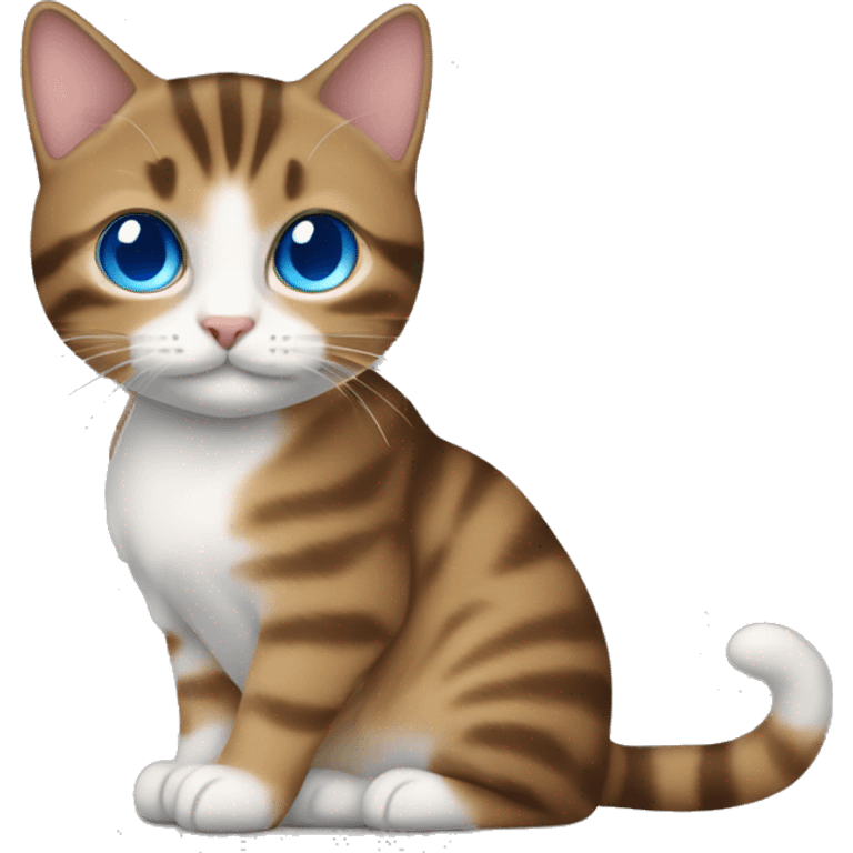 Tabby cat with brunnette tanned blue eyed girl emoji