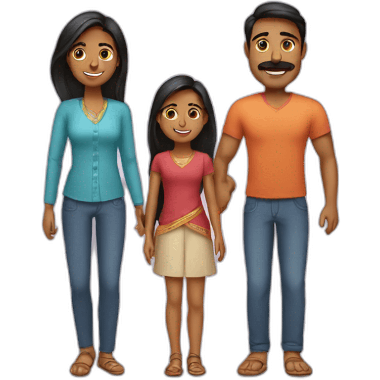 indian family with one dad straight hair and one son straight hair emoji