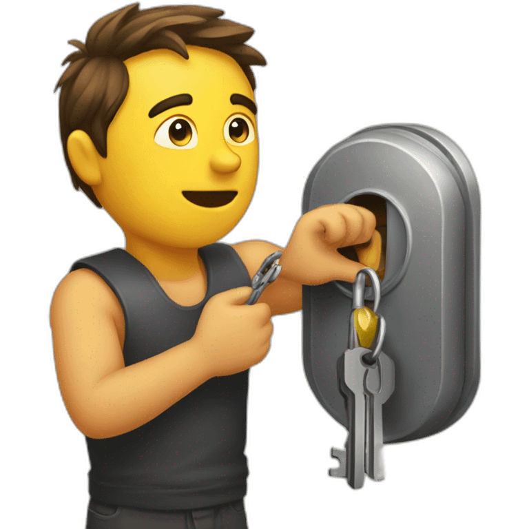 MEN STRUGGLING TO FIT A KEY IN A LOCK emoji