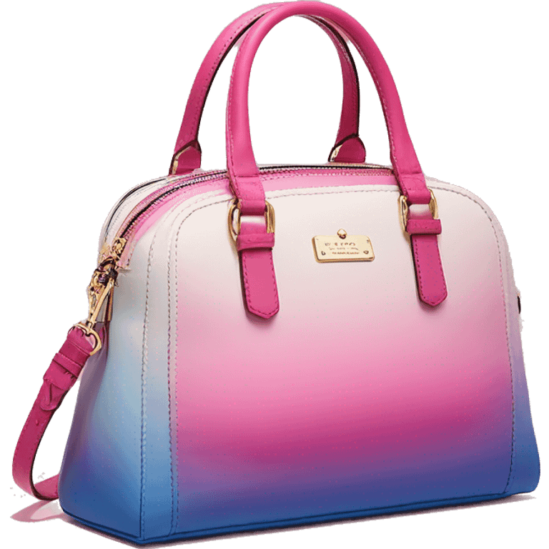 Realistic isolated cotton candy ombre kate spade satchel purse.  emoji