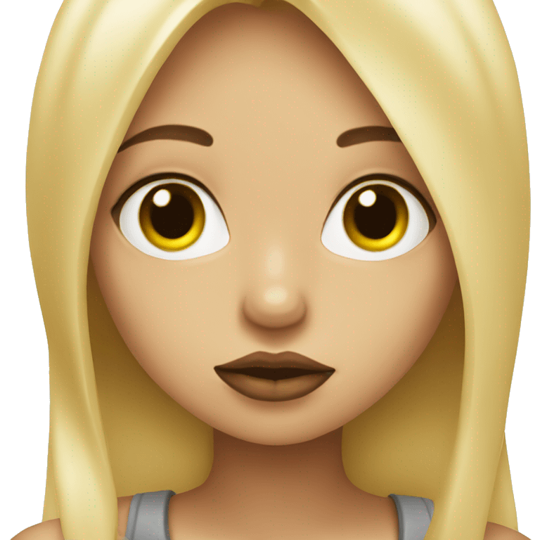 blonde girl making duck lips emoji