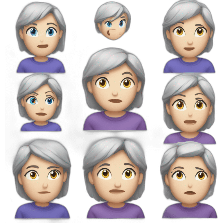 Mother worried dark-purple-shirt blue-eyes grey-short-hair middled-aged White techy emoji