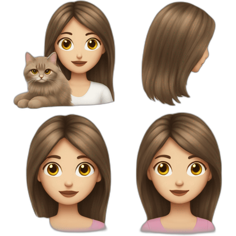 Girl-long-hair-brunette-and-cat-angora emoji