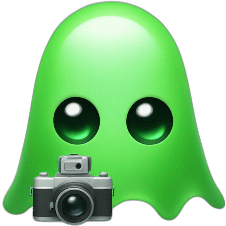 minimalism green ghost with camera emoji