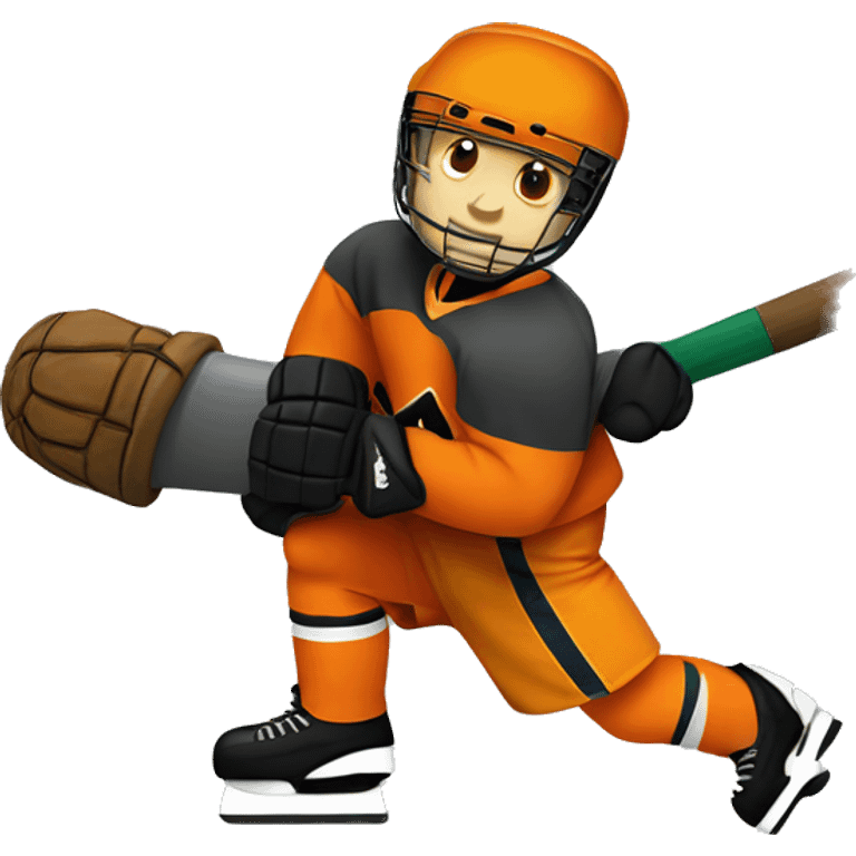 Cannon with hockey player with oragne clothes emoji