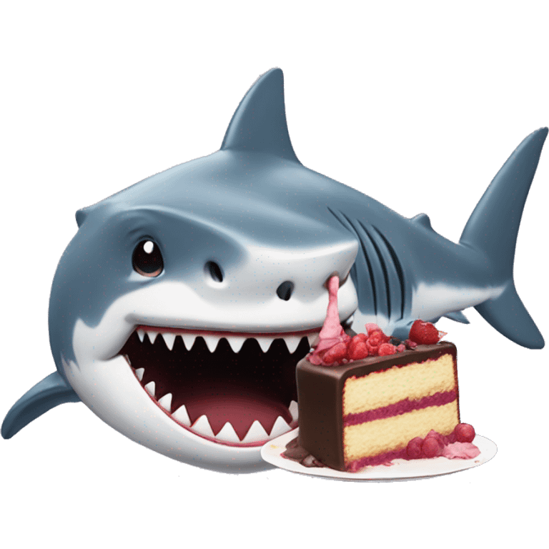 Shark eating cake emoji