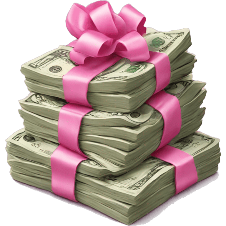 Stack of money with pink bow  emoji