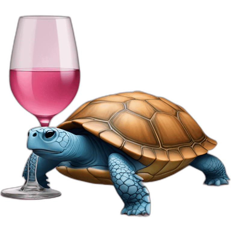 Le vin bleu sur une tortue rose emoji