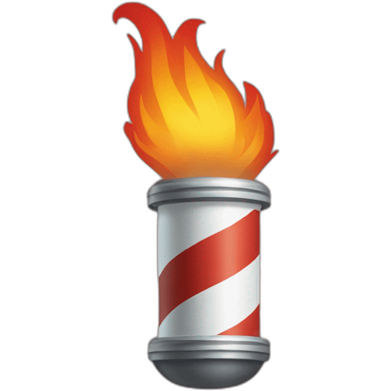 barber pole with fire emoji