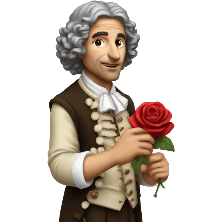 Molière holding a rose in his hand emoji