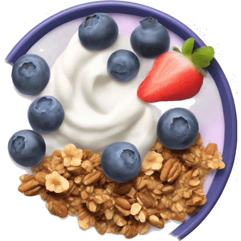 Blueberry greek yogurt with granola and fruits  emoji