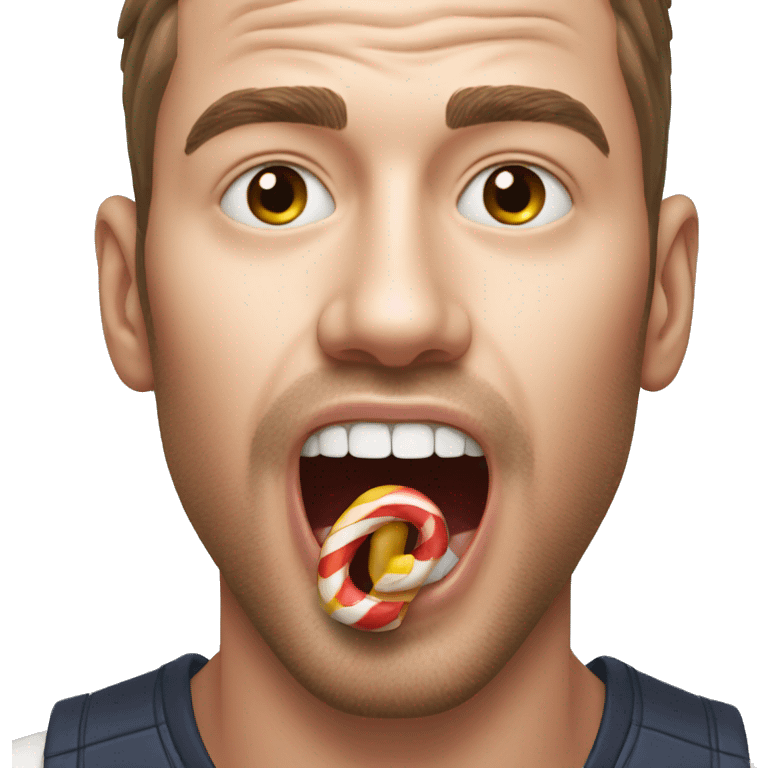 man licking a candy with his tongue emoji