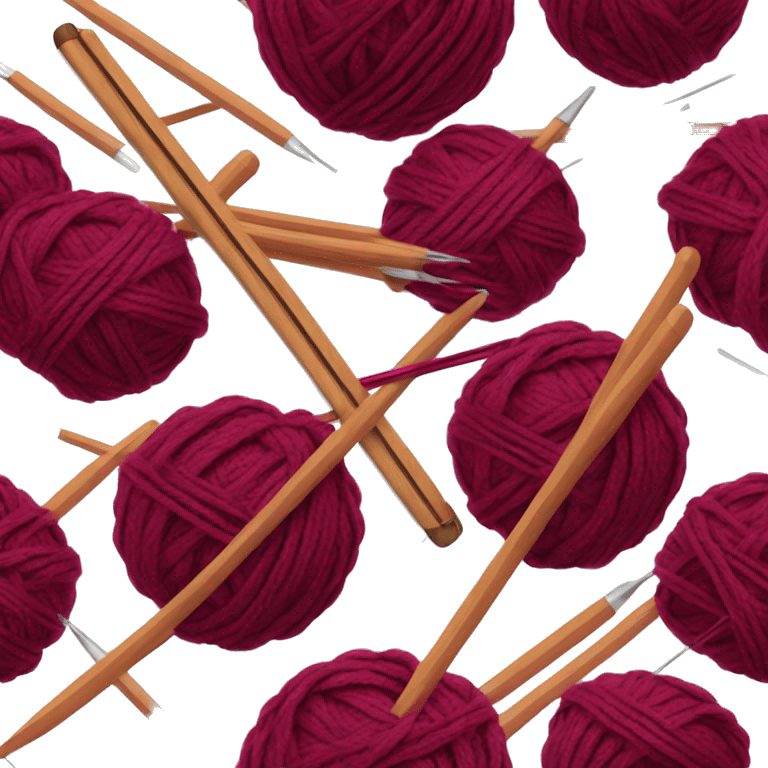 burgundy ball of thread with knitting needles emoji