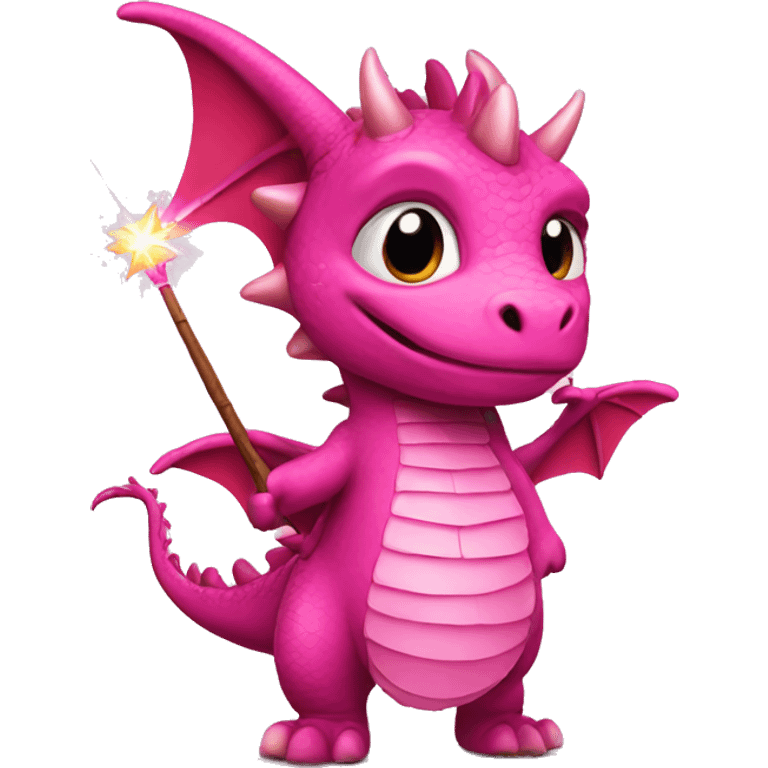 Dragon in a pink dress with a magic wand emoji