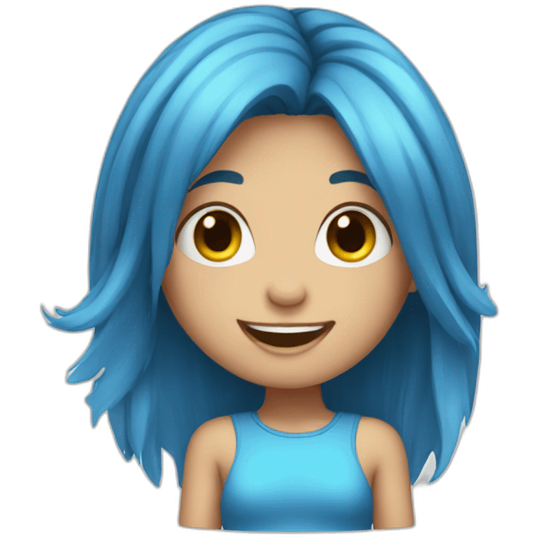 blue hair girl happy emoji