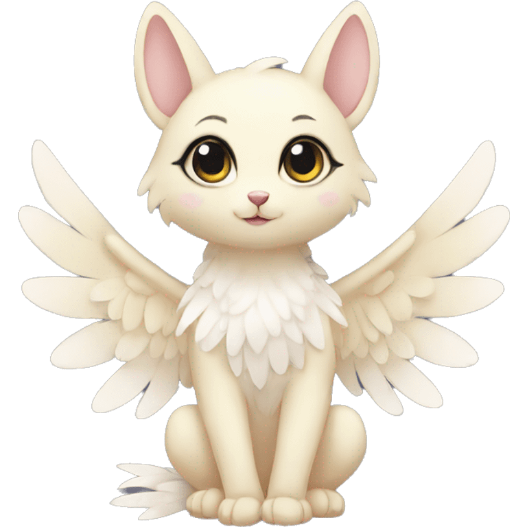 Anthro shy cute kawaii winged animal hybrid full body emoji