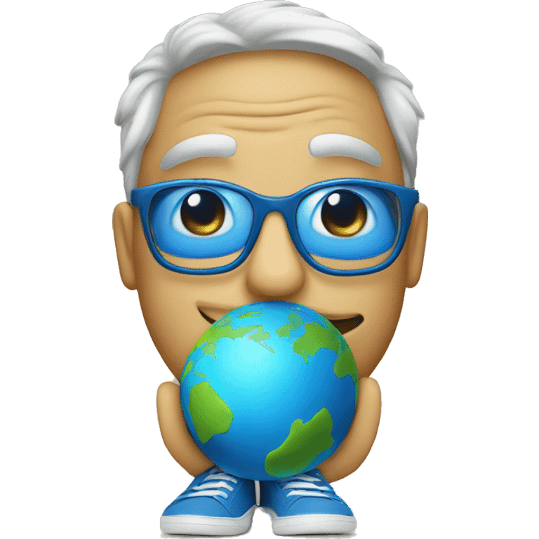 earth character with glasses and blue tenis shoes emoji