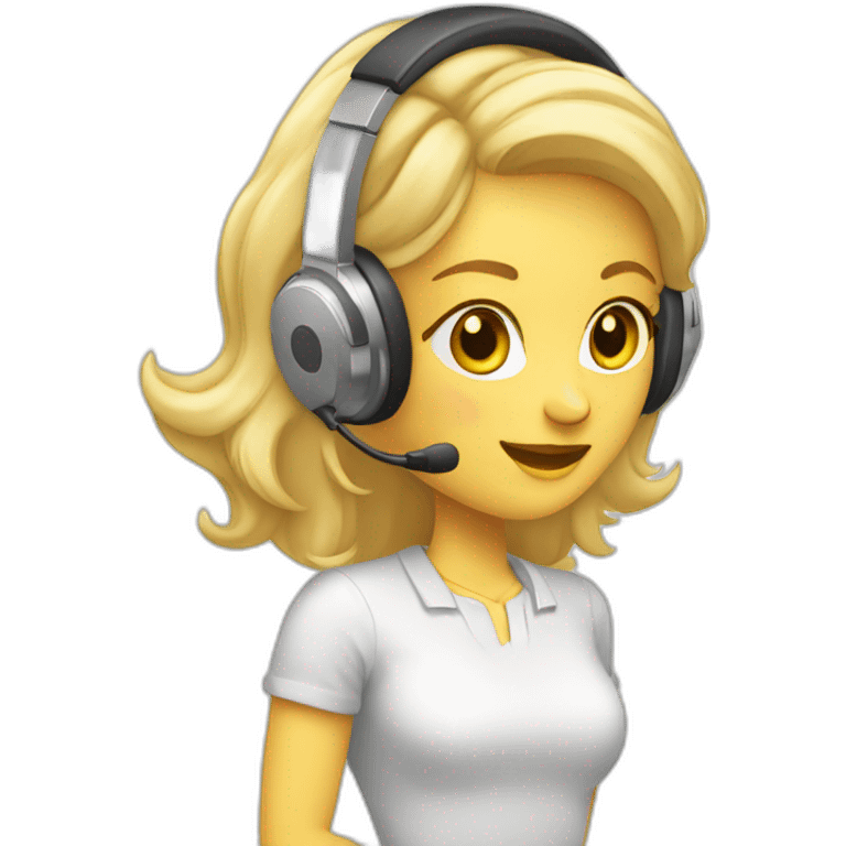 blonde women wearing headphones with microphone for live support emoji